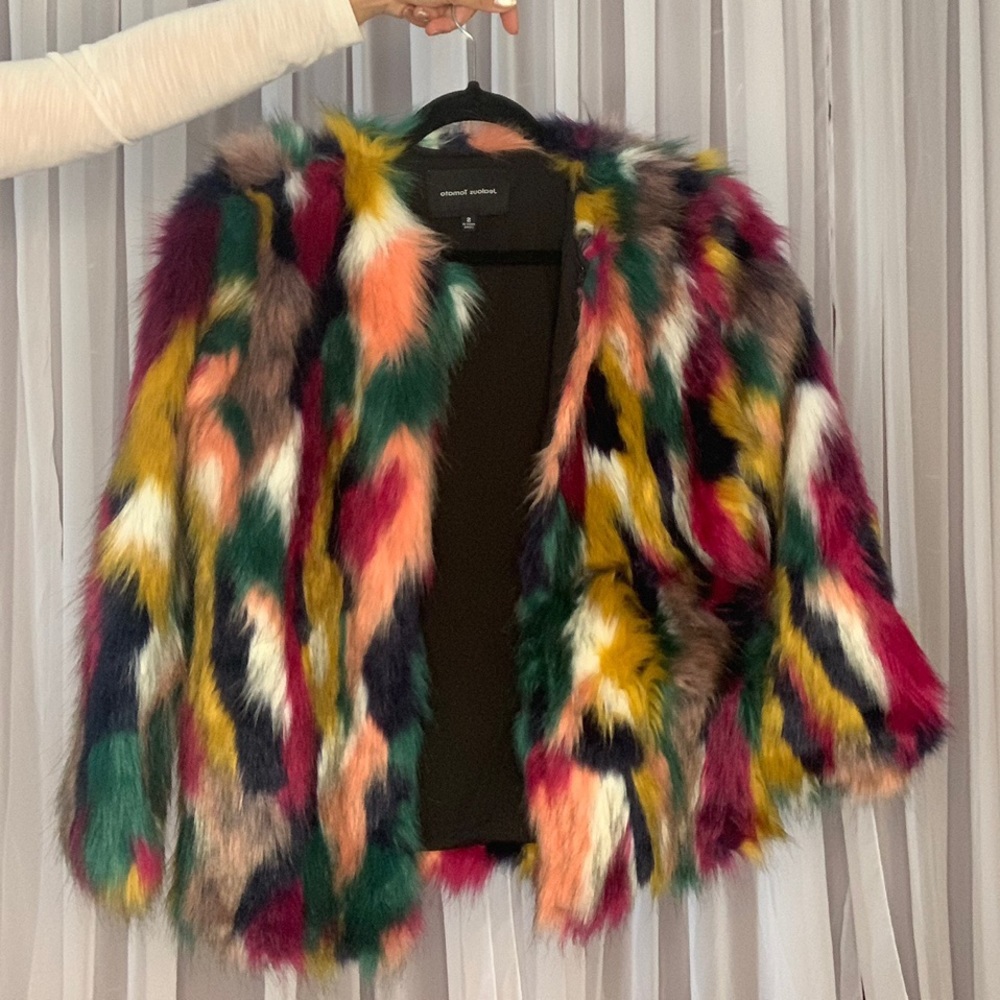 Multicolored Faux Fur Coat